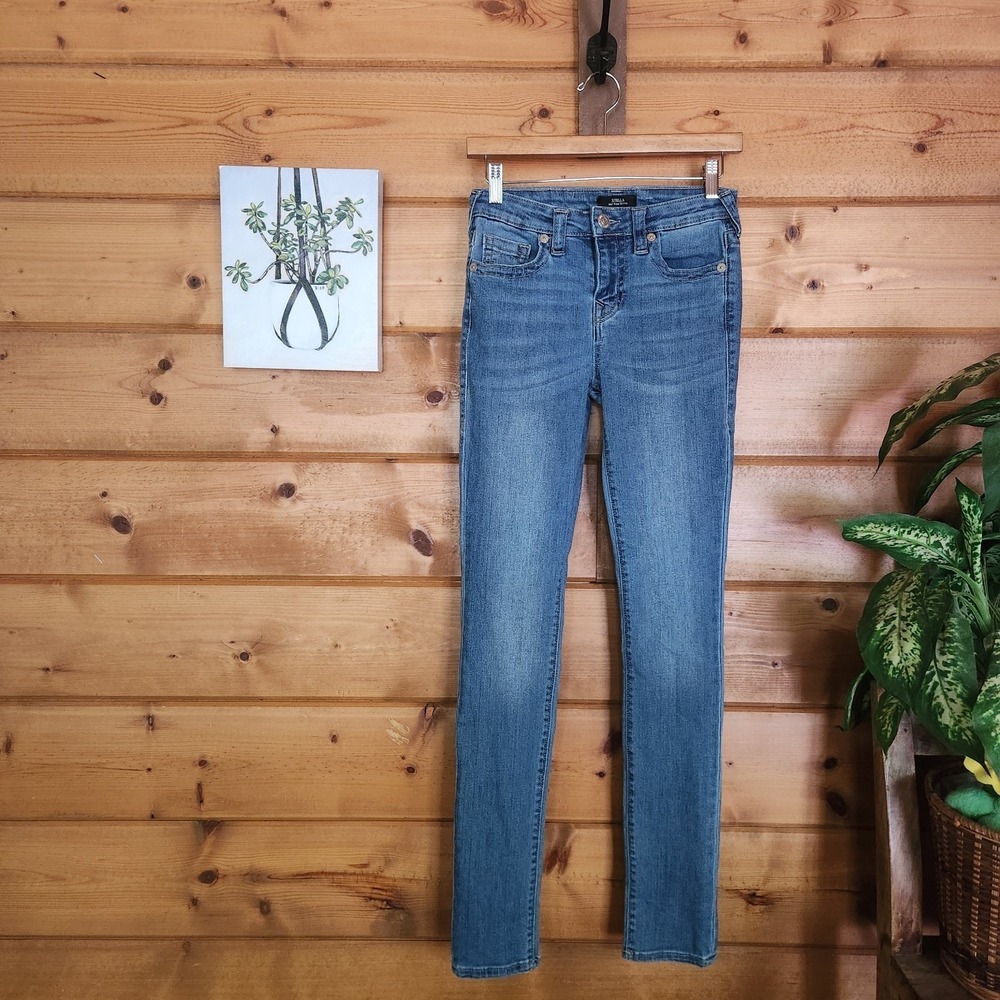 True Religion Stella Mid Rise Skinny Jean Stretch No Flap Medium Wash Tall Sz 26